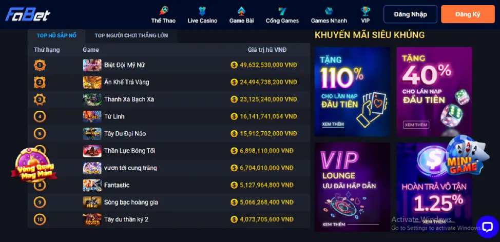 Khuyến mãi nạp tiền hàng ngày tại 96win